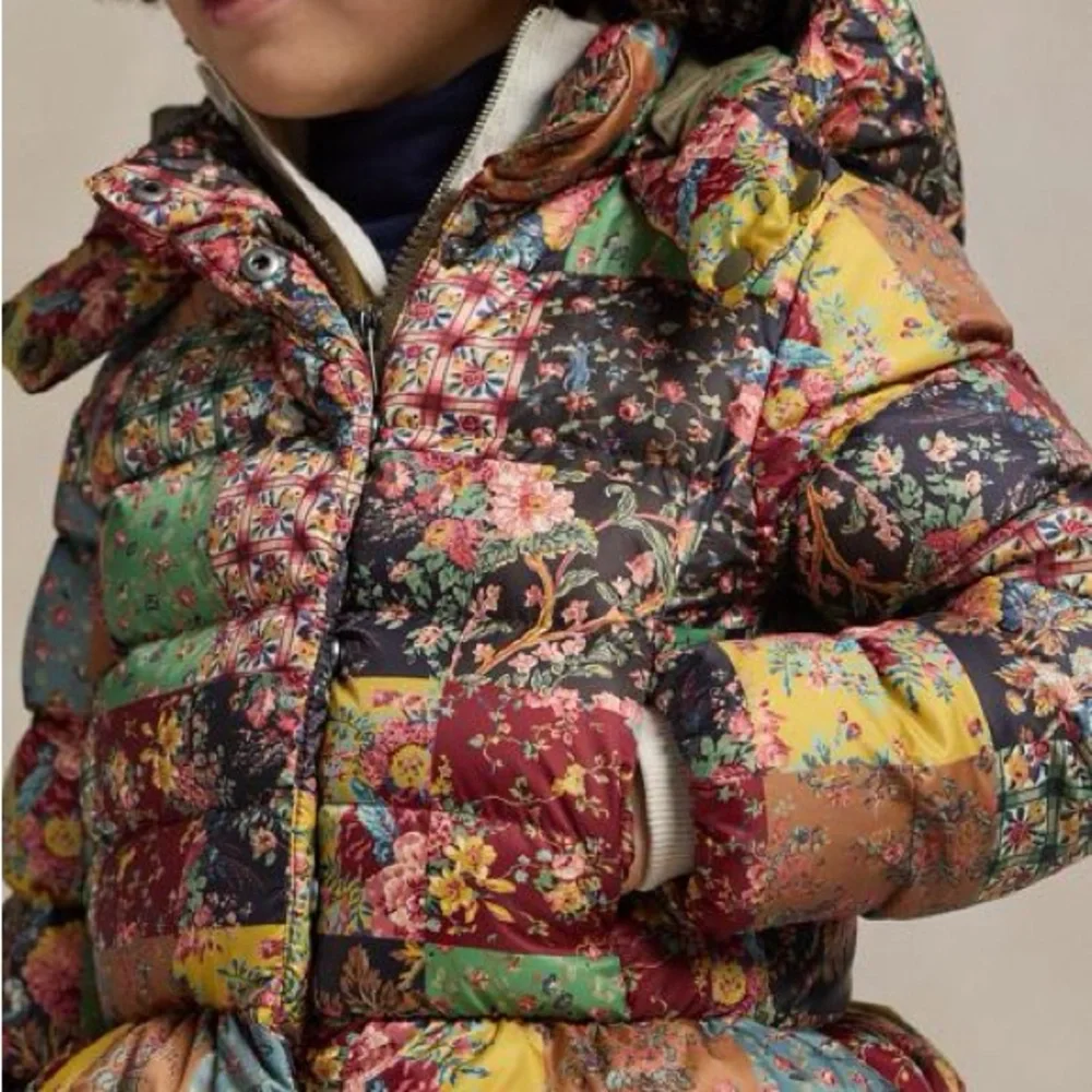 Ralph Lauren Kids Patchwork Floral Puffer Jacket in Multicolor